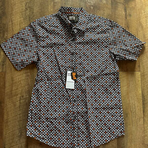 Men's MONUMENT Black & White Skull Print Casual Button Down Shirt L